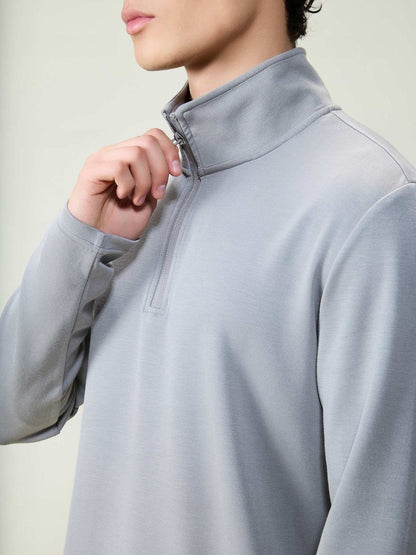 Cava Grey Modal Quarter Zip Sweatshirt
