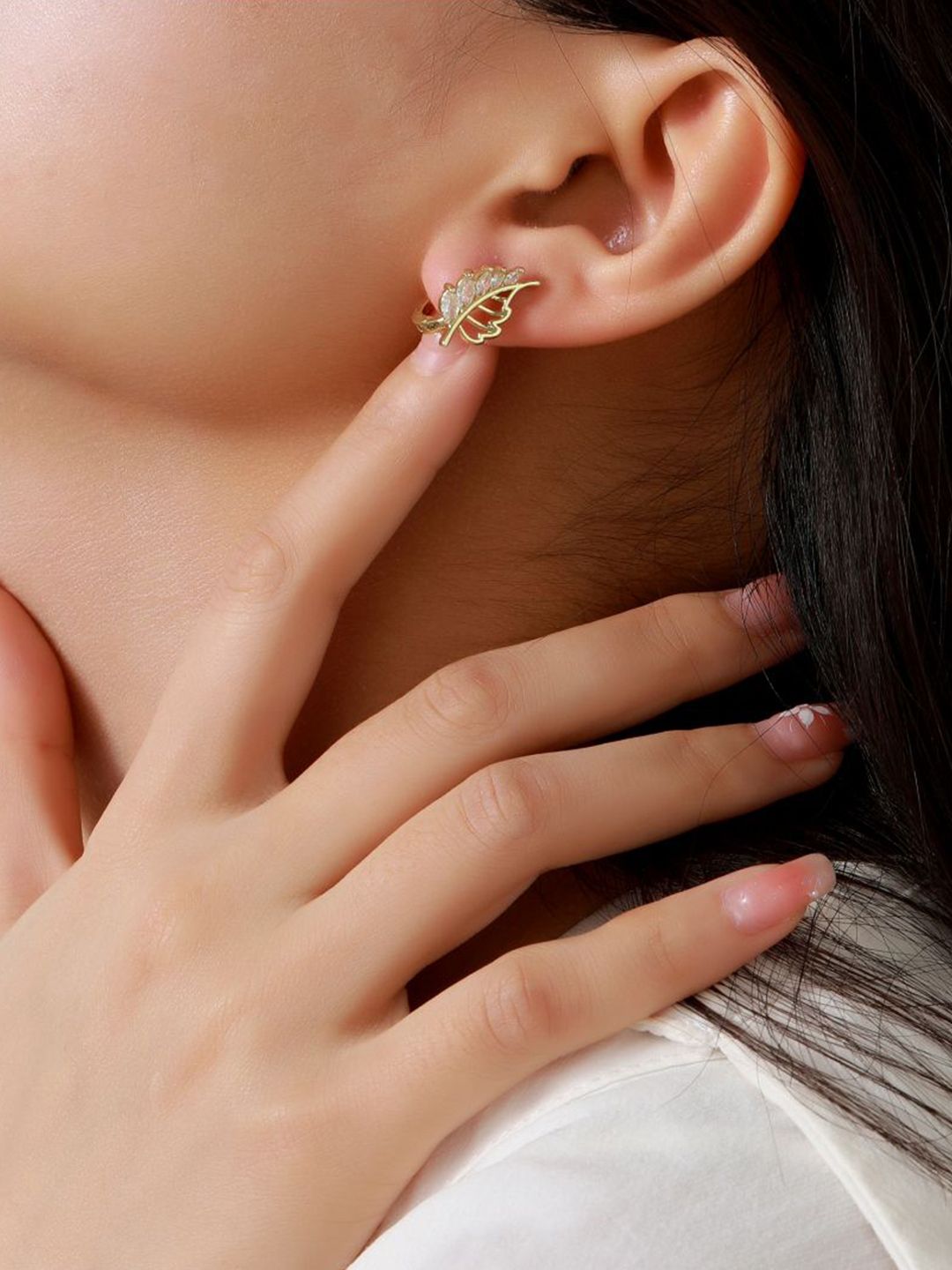 SALTY Gold-Plated Leaf Shaped Willow Chic Studs Earrings