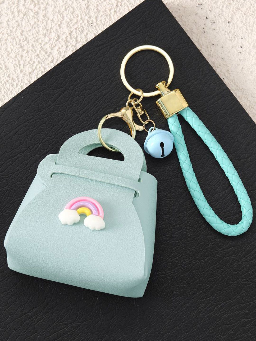SALTY Yellow & Blue Leather Rainbow Mini Bag Charm