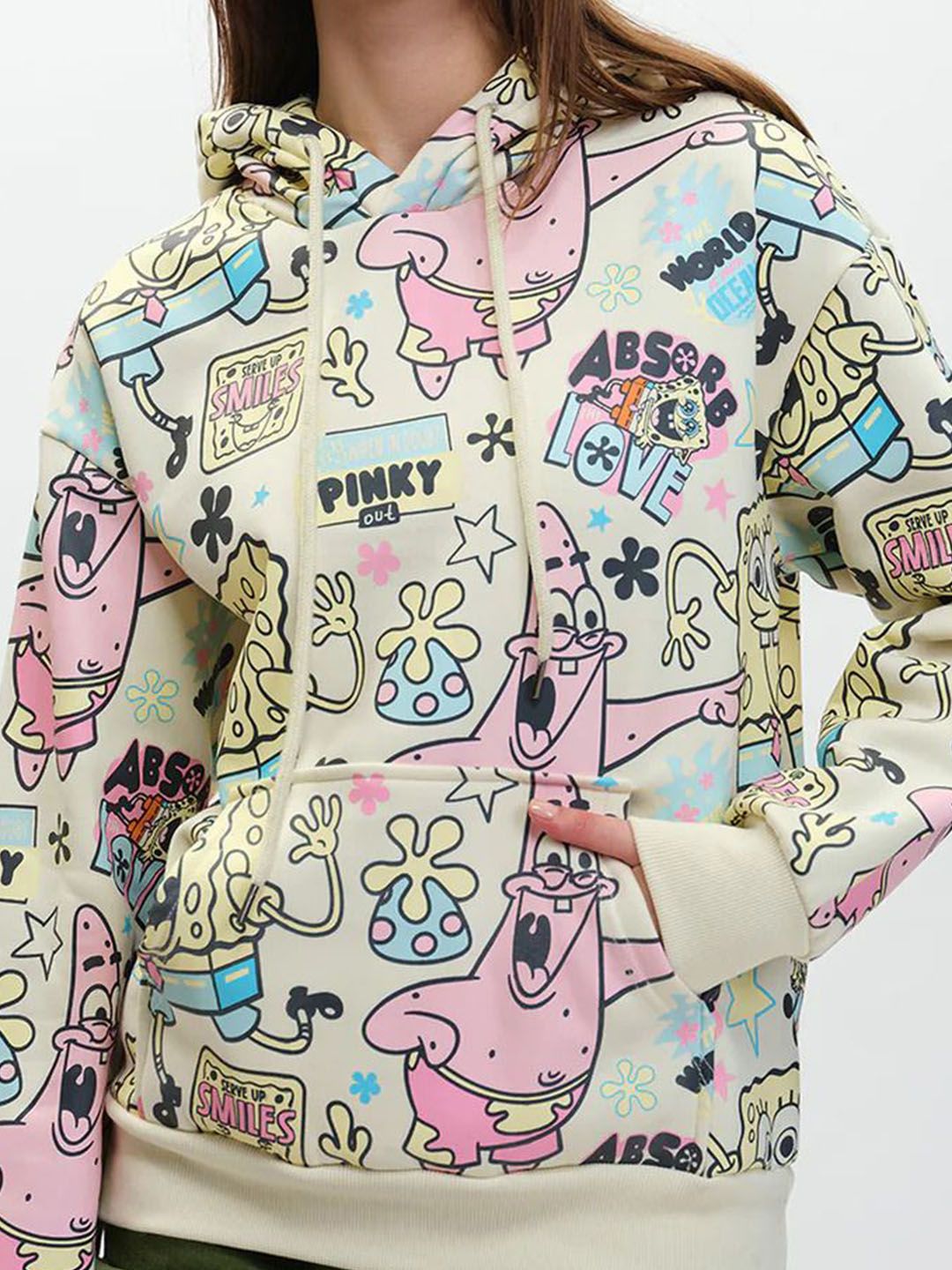Women SpongeBob All Over Hoodie Sweatshirt