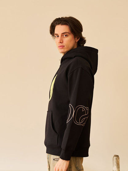 Men Graphic Printed Hooded Pullover Sweatshirt