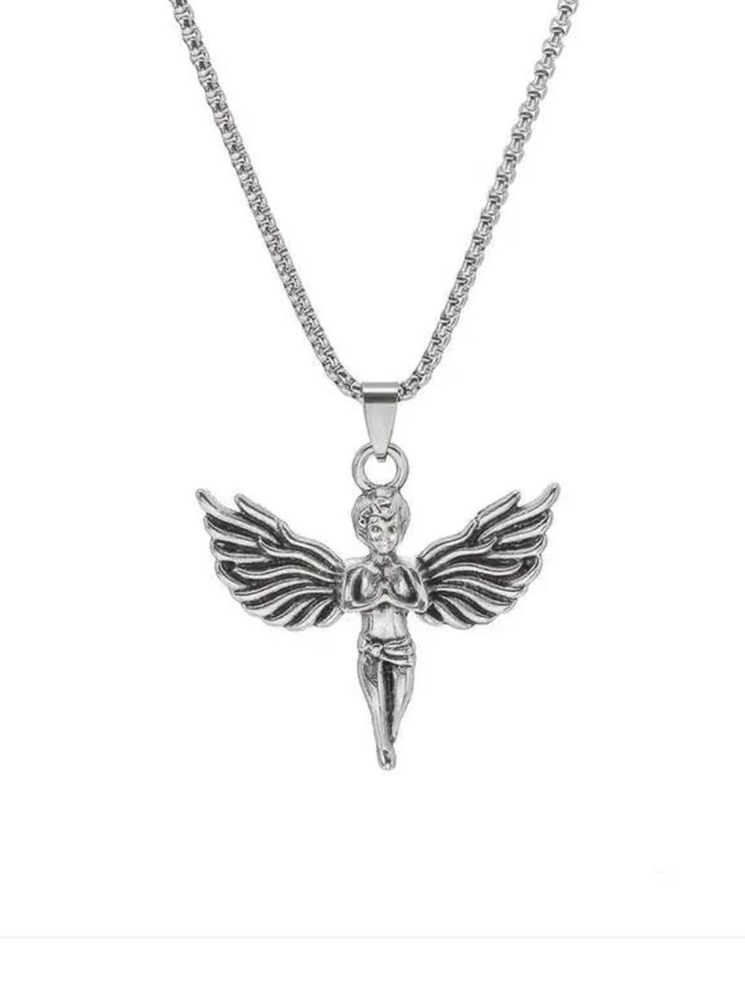SALTY Pack of 2 Men Greek Angel Silver Chain