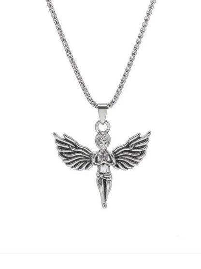 SALTY Pack of 2 Men Greek Angel Silver Chain