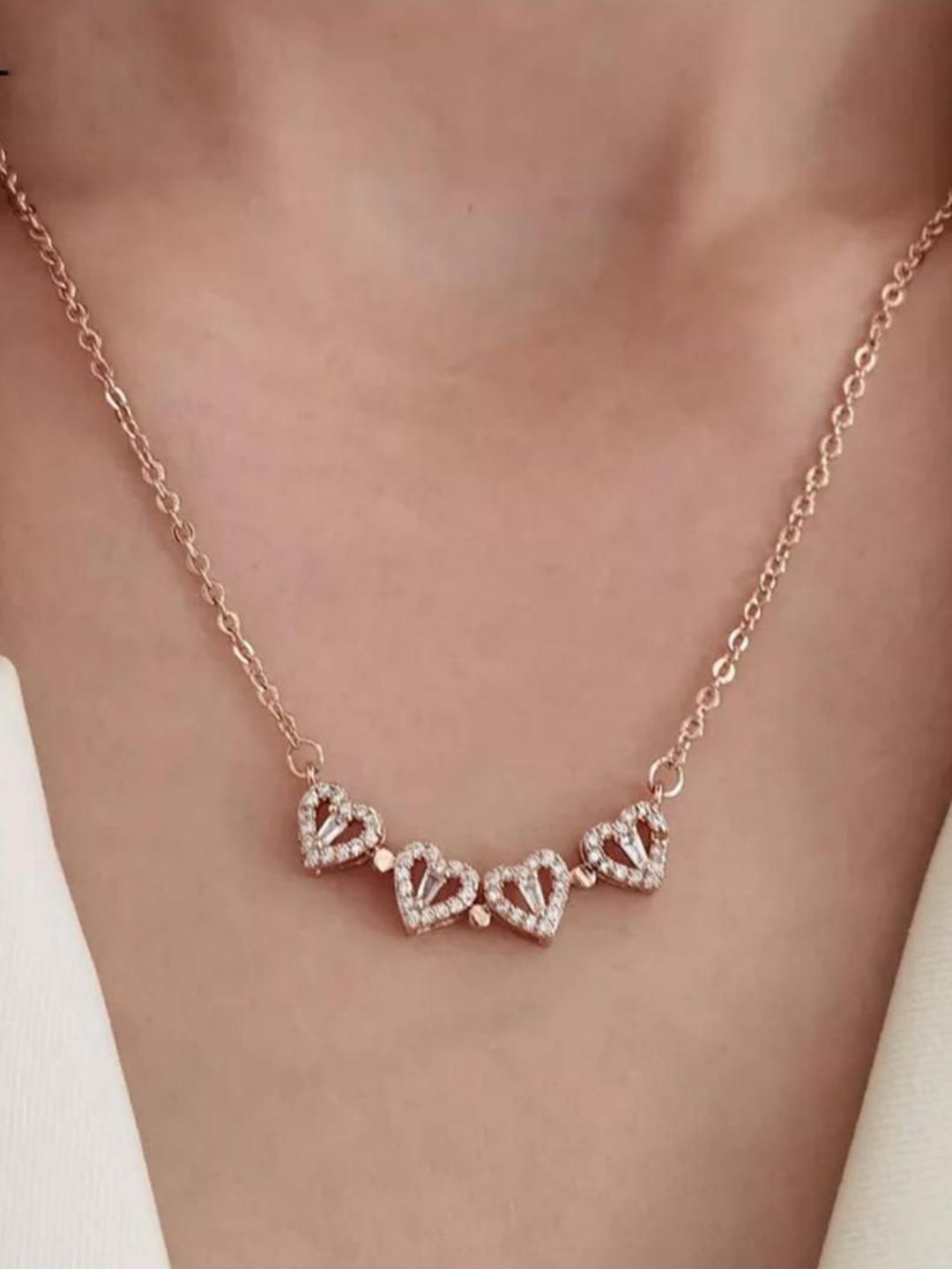 SALTY Artificial Stones Studded Heart Evil Eye Jewellery Set