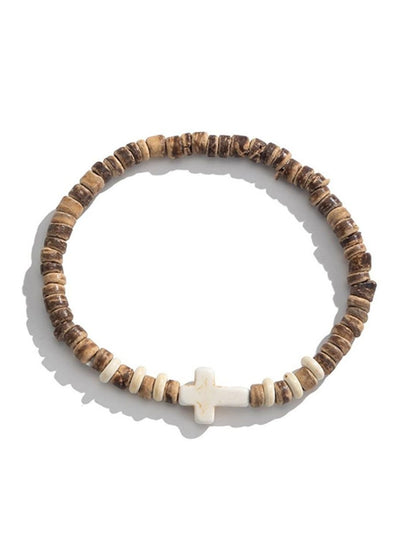 Men Set of 2 Wooden Elastic Bracelets