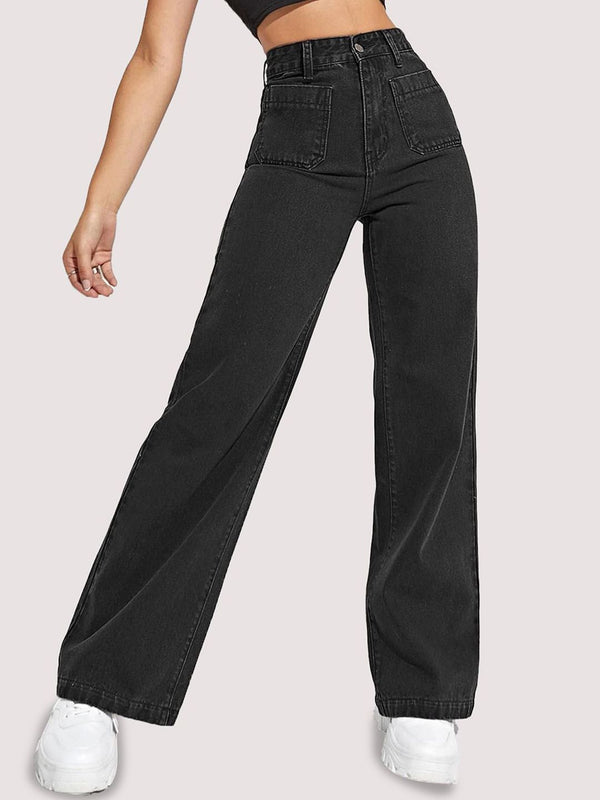 Women Cotton Straight Fit High-Rise Stretchable Jeans