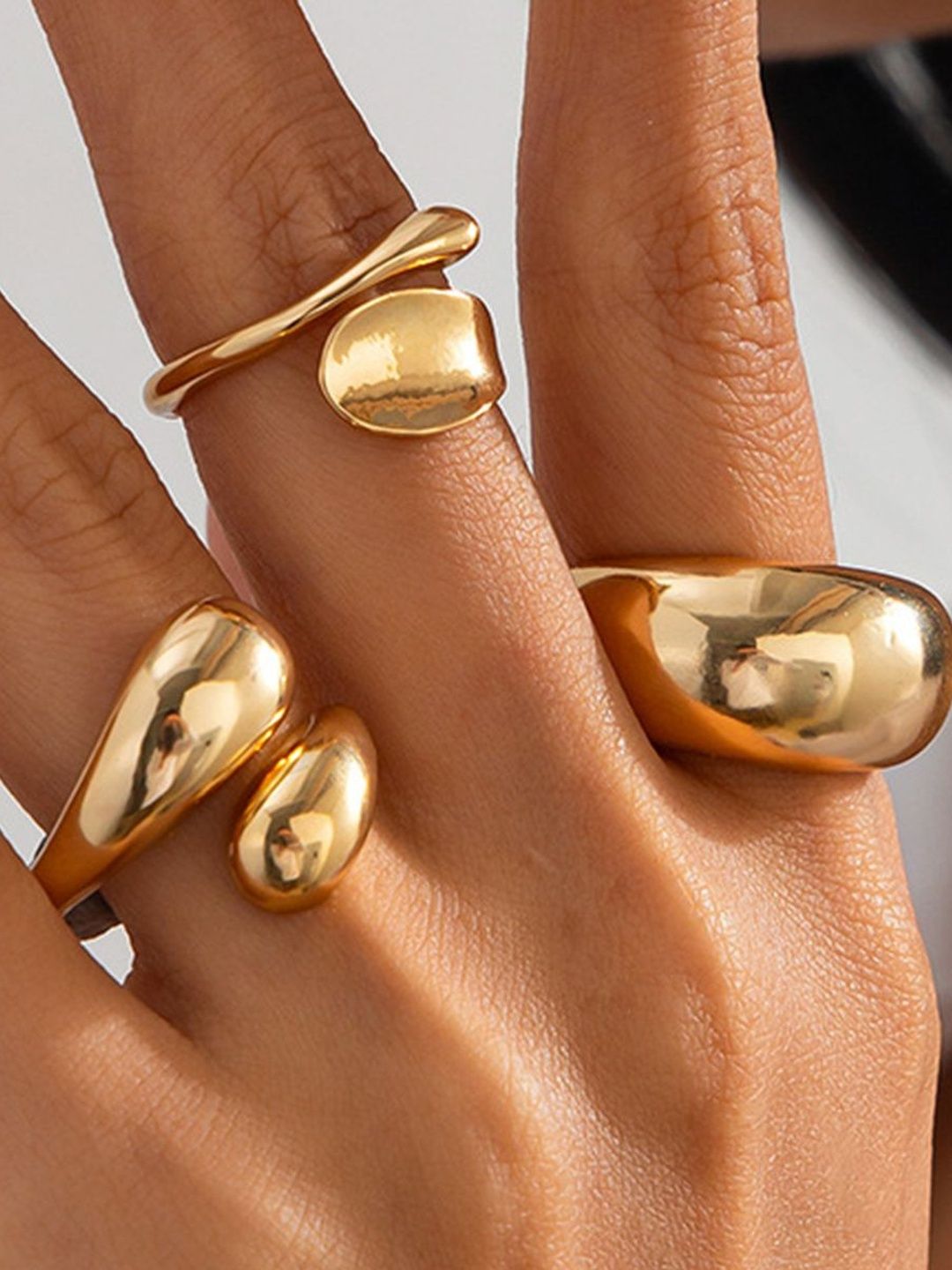 Set of 3 Gold-Plated Finger Ring