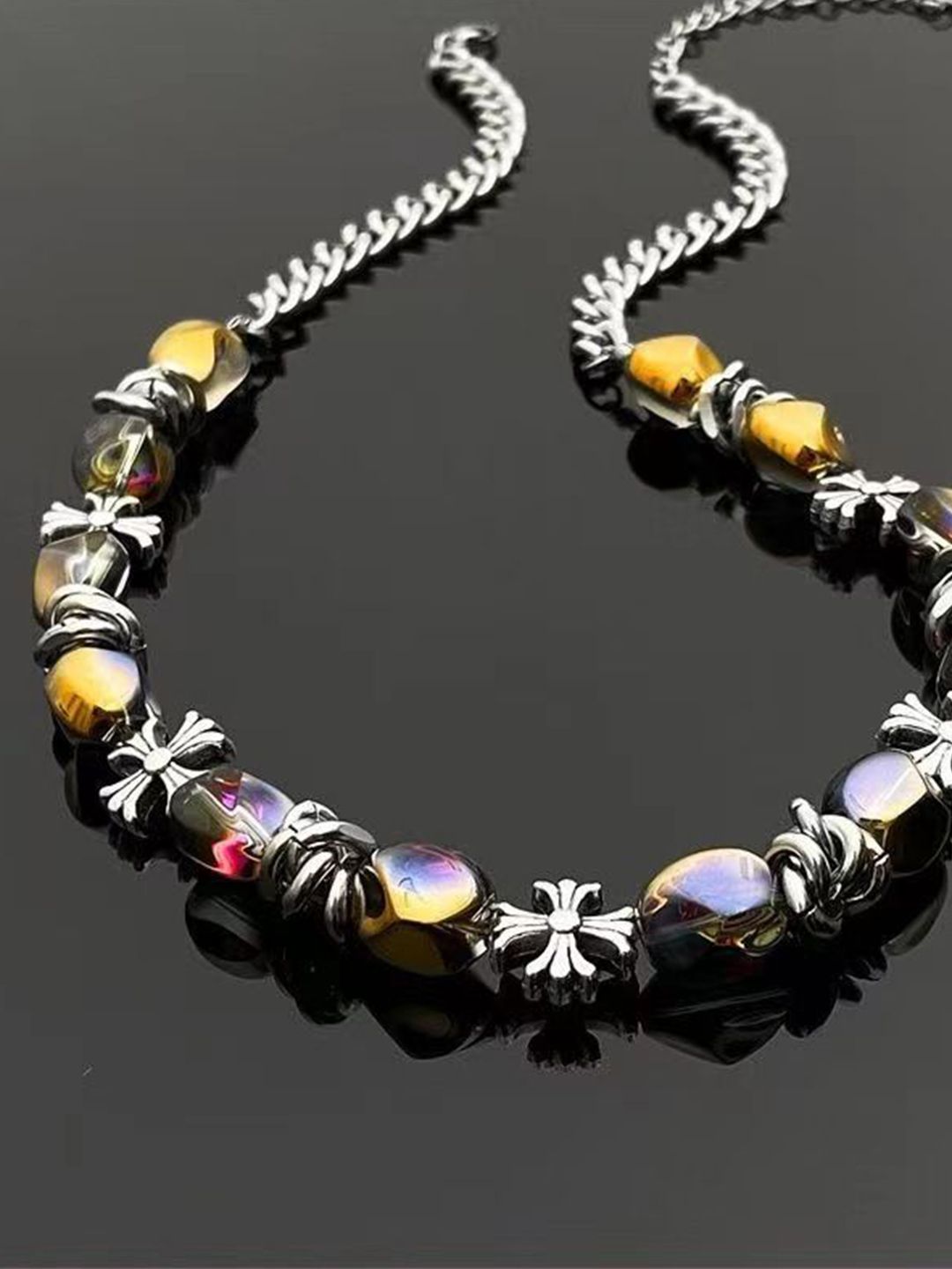 Silver-Plated Enamelled Necklace