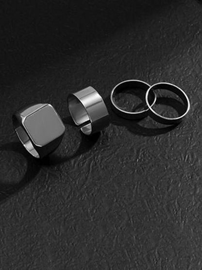 Set Of 4 Silver-Plated Finger Ring