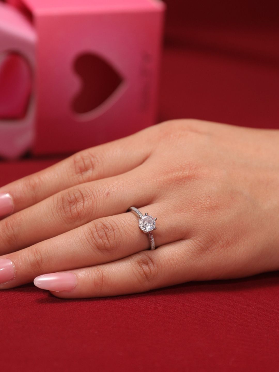 SALTY Round Solitaire Studded Ring For Women & Girls