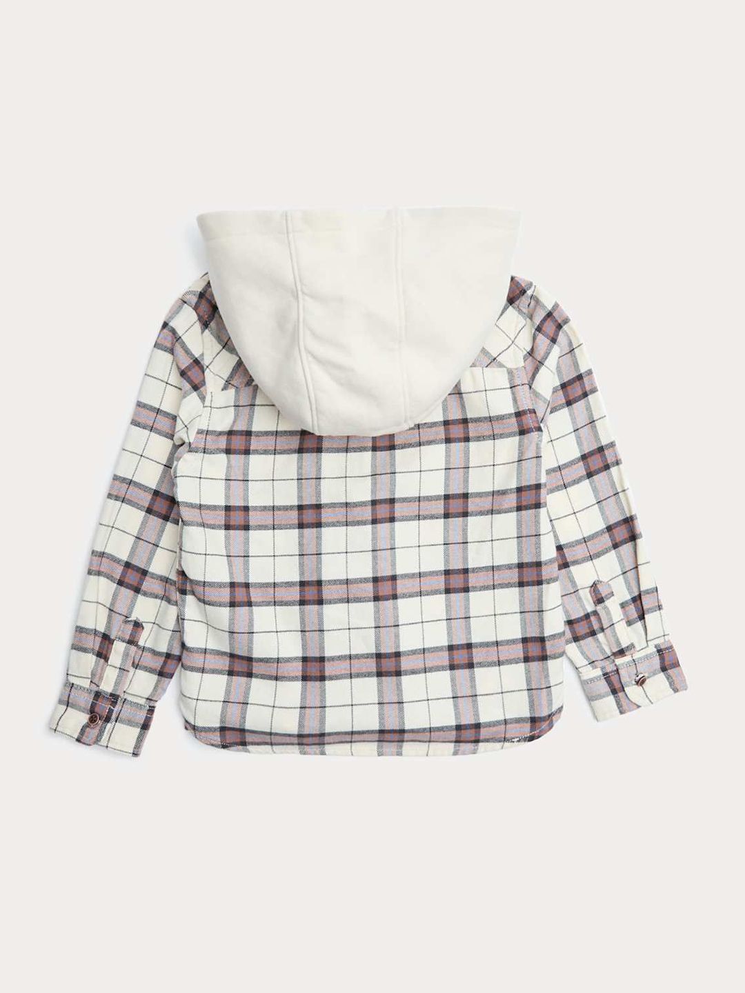 Pure Cotton Checked Hooded Shirt