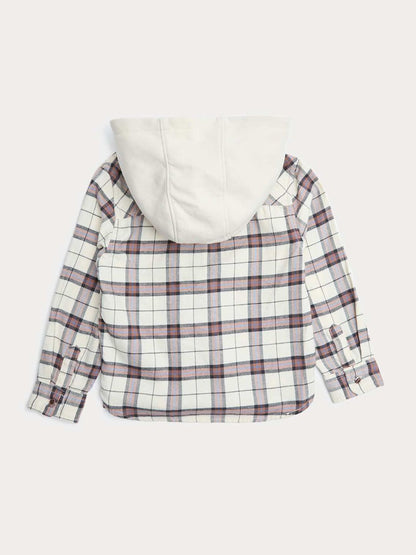 Pure Cotton Checked Hooded Shirt