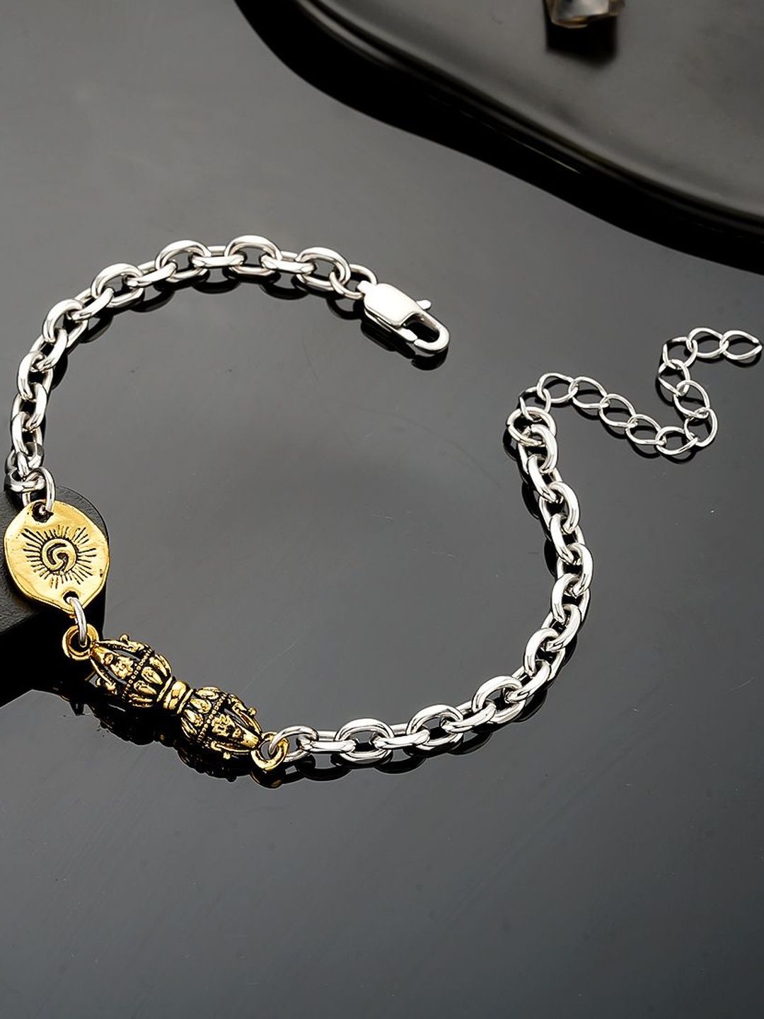 Men Handcrafted Silver-Plated Armlet Bracelet