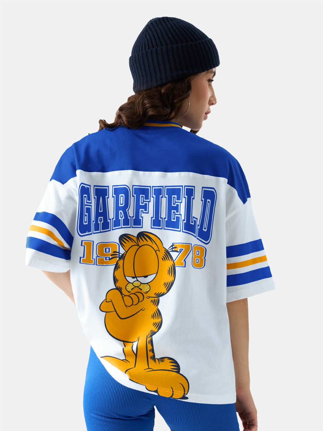 Women Oversized Garfield White Tshirts