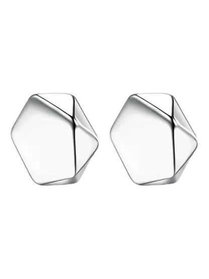 SALTY Aaron Stainless Steel Silver-Plated Geometric Shaped Studs Earrings