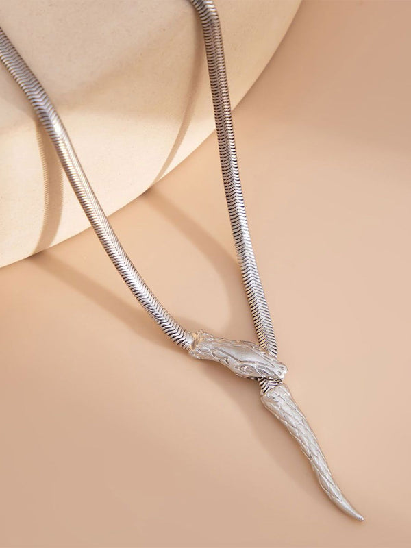 Silver-Plated  Stainless Steel Statement Chain