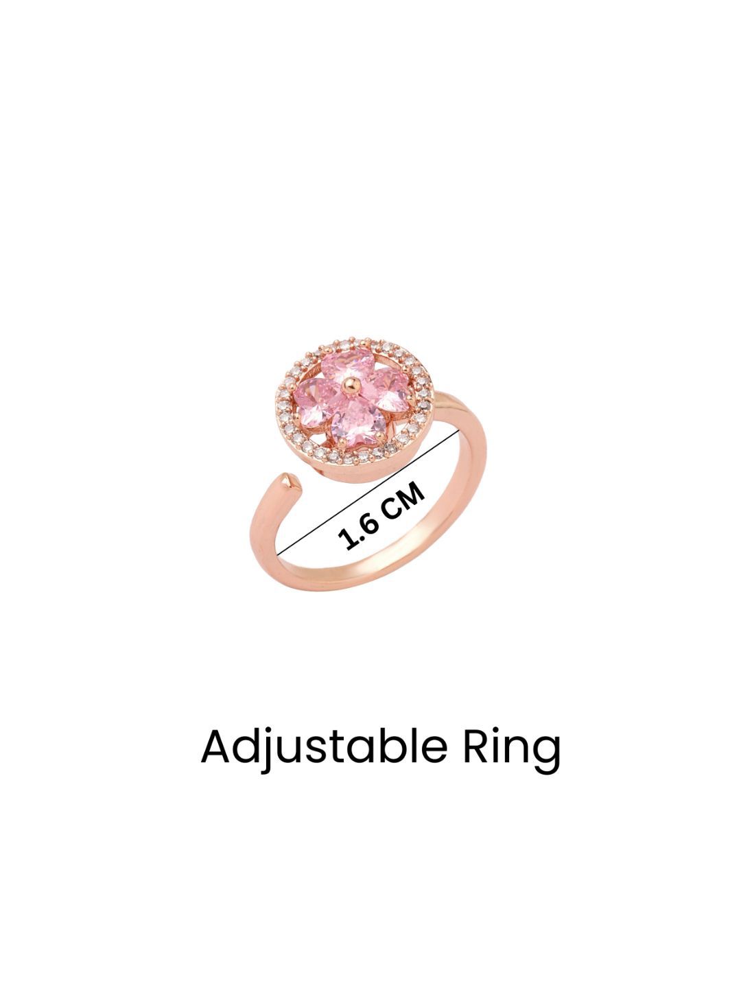 SALTY Pack of 2 Women Esme Crystal Pink Floral Spinner Ring