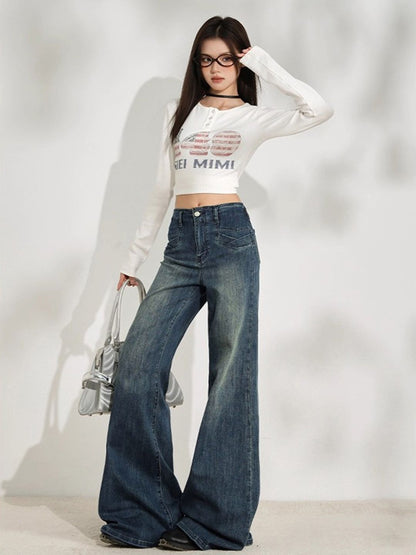 Women Wide Leg High-Rise Light Fade Jeans