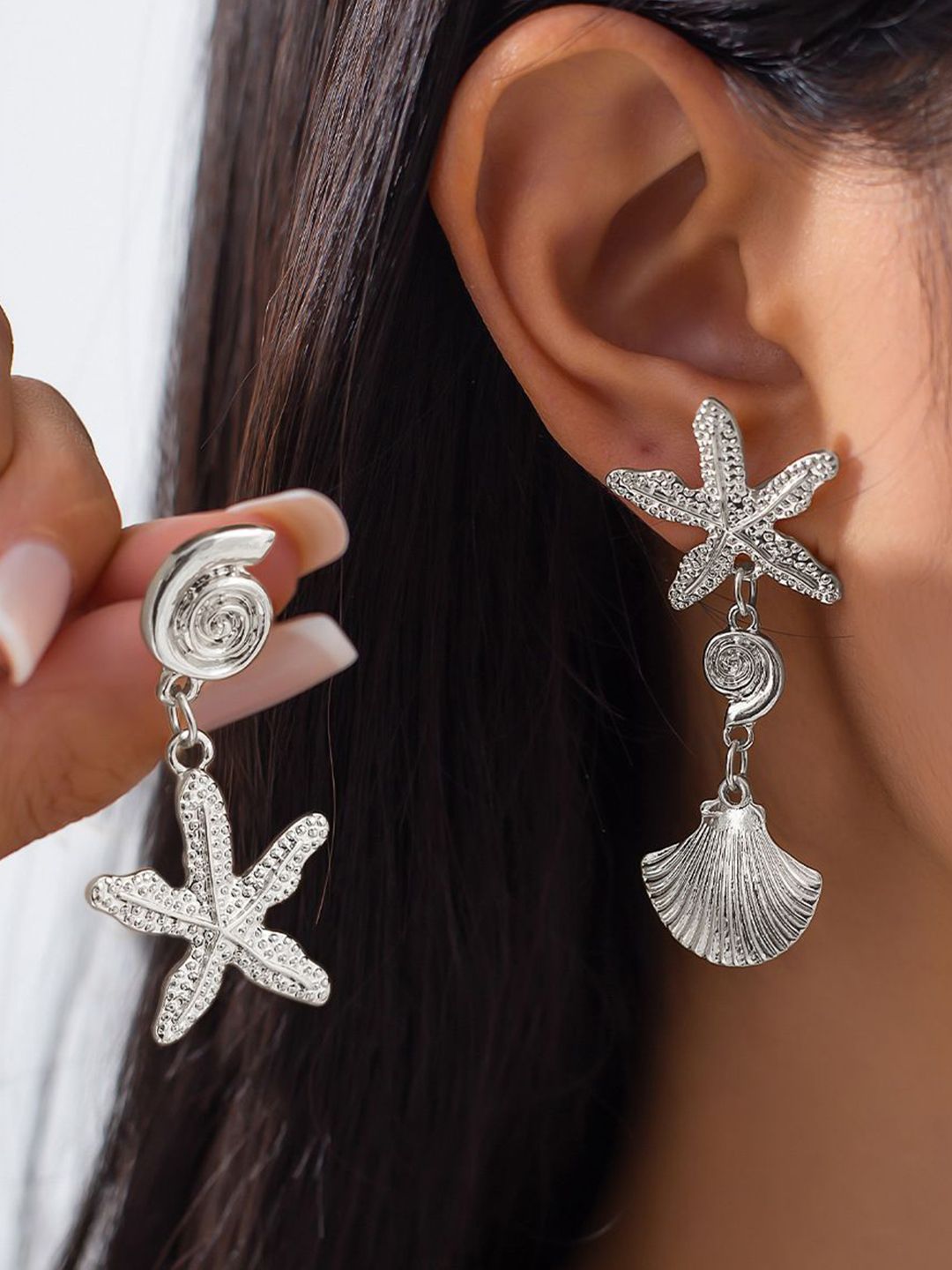 Silver-Plated Contemporary Drop Earrings