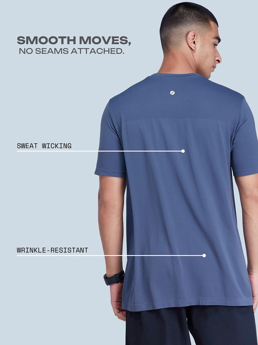 Men Extended Sleeves Ash Pulse Seamless T-shirt