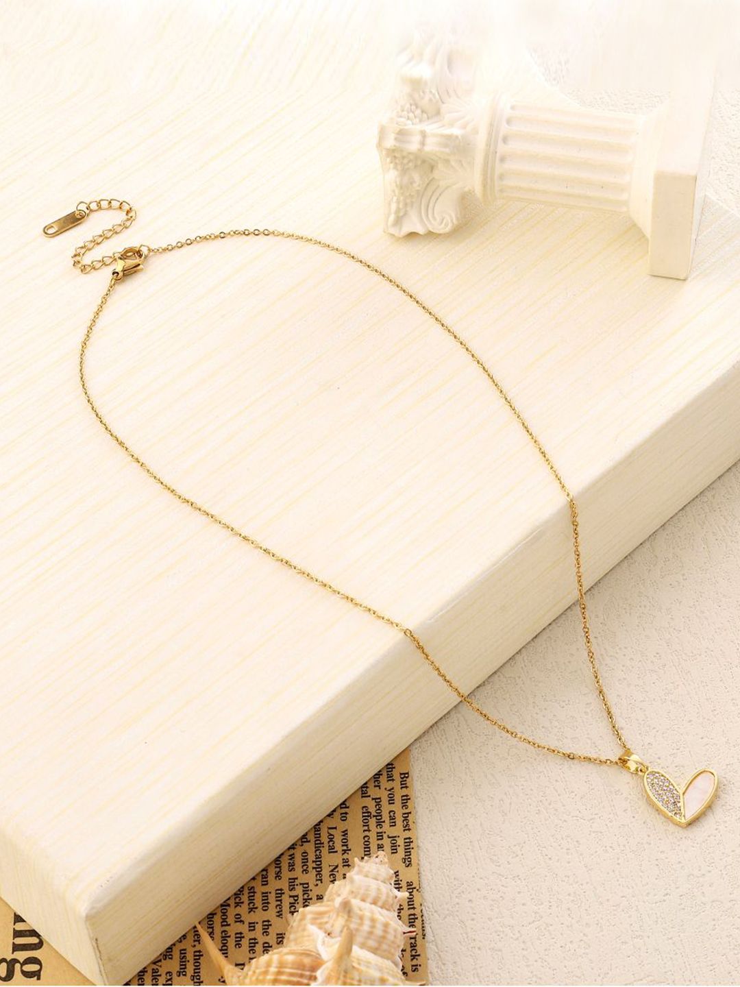 SALTY Haley Studded Stainless Steel Heart Shaped Pendant with Chain