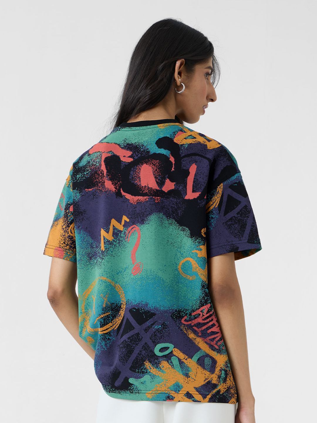 Women Oversized Fit Printed Multi T-Shirts