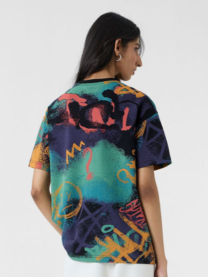 Women Oversized Fit Printed Multi T-Shirts