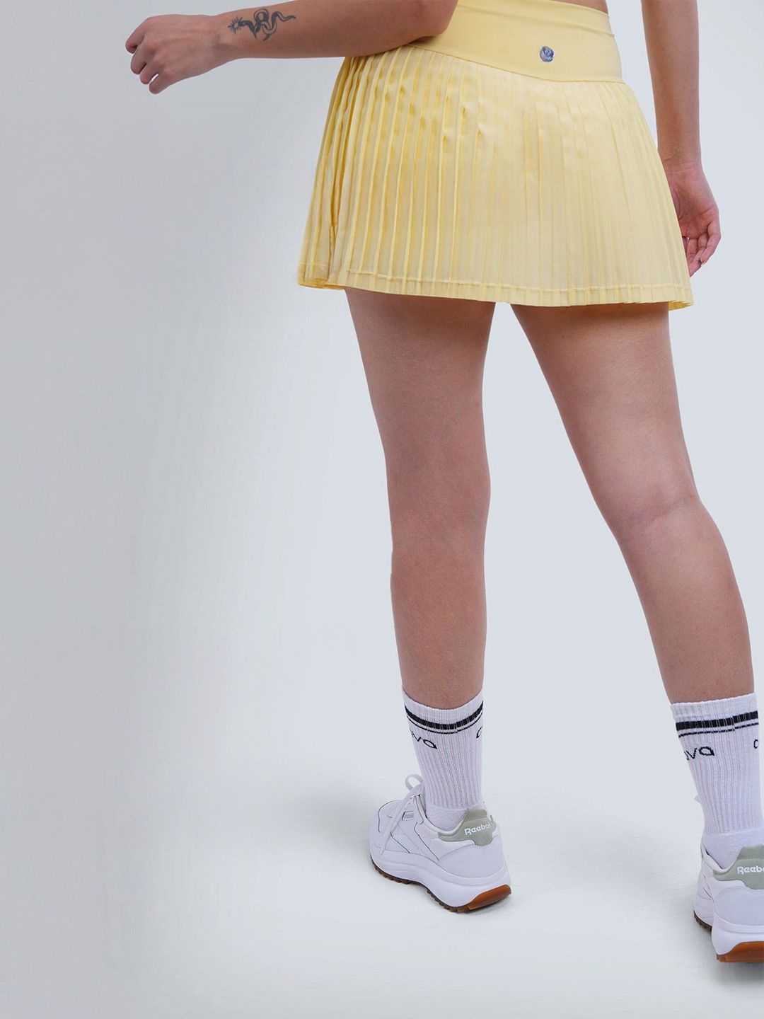 Women Butter Yellow Plie Pleated Skort