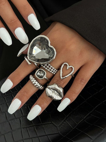 Set of 7 Silver-Plated Finger Ring