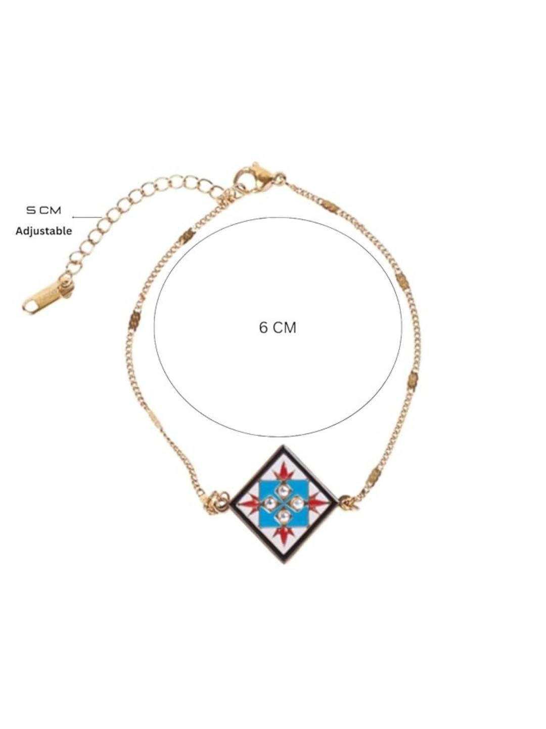 SALTY Women Artificial Stones Studded Stainless Steel Link Bracelet