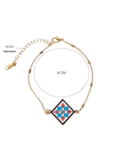 SALTY Women Artificial Stones Studded Stainless Steel Link Bracelet