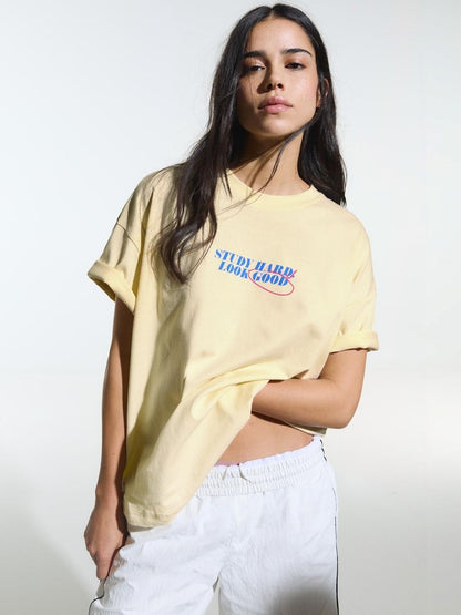 Typography Printed Oversized Fit Short Sleeve Cotton Tshirt