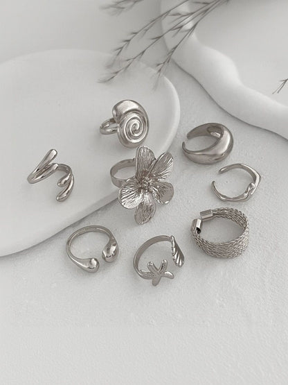 Set of 8 Silver-Plated Finger Ring