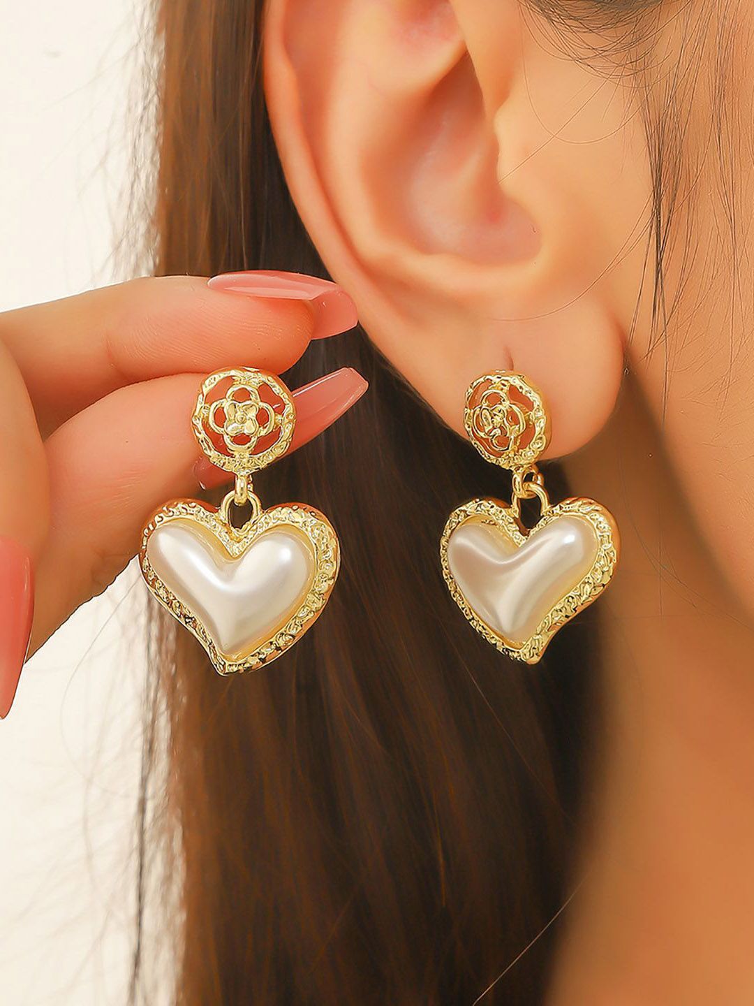 Heart Shaped Drop Earrings