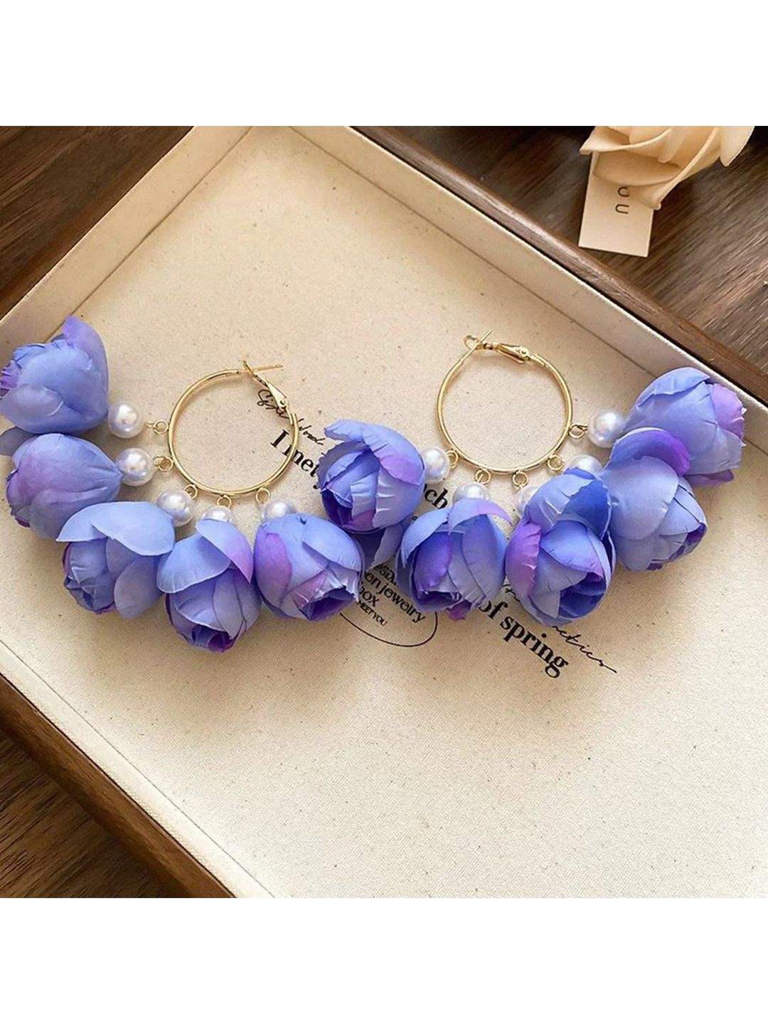 Pearls Floral Shaped Hoop Earrings