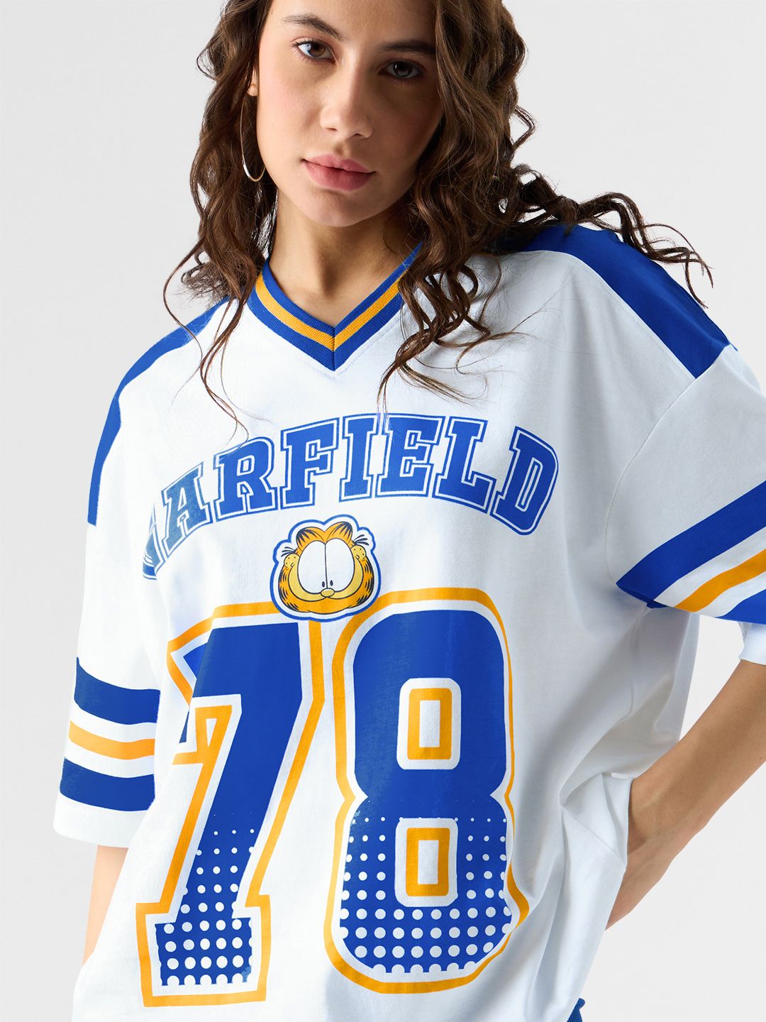 Women Oversized Garfield White Tshirts