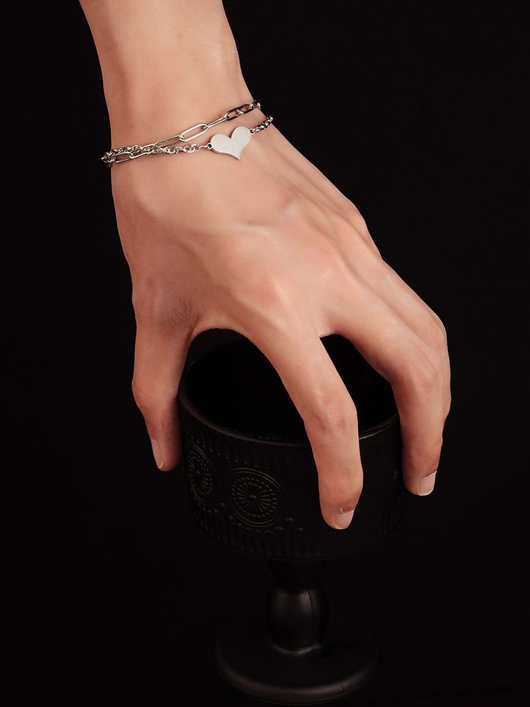 Men Handcrafted Silver-Plated Link Bracelet