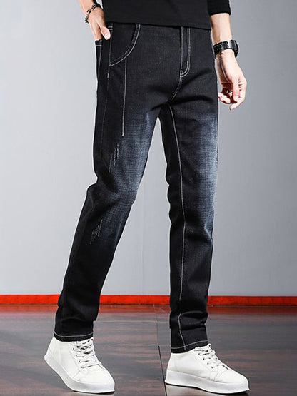 Men Slim Fit Mid-Rise Heavy Fade Stretchable Jeans