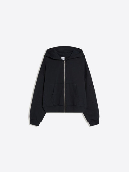 Embroidered zip-up hoody hoody hoodie