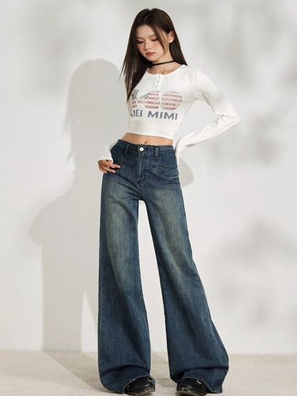 Women Wide Leg High-Rise Light Fade Jeans