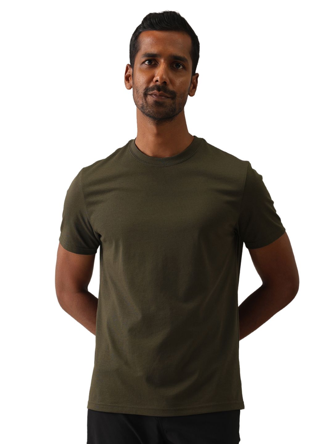 Men's Olive Solid Cotton Pro T-shirt -Tall