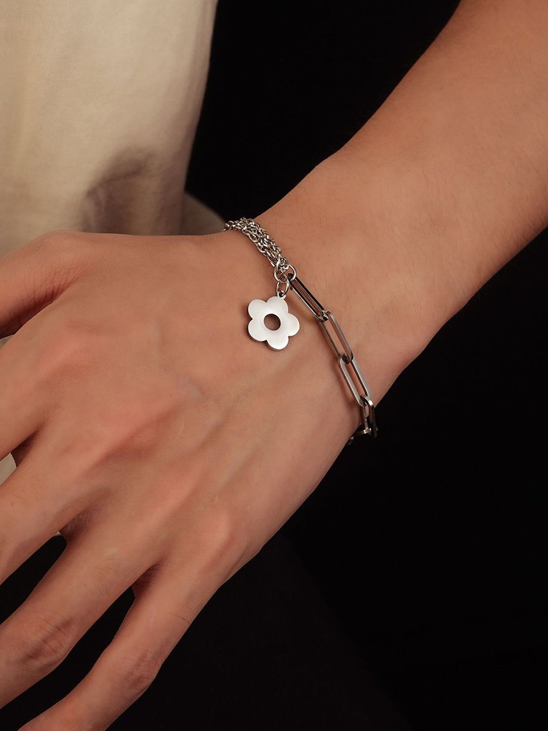 Men Handcrafted Silver-Plated Link Bracelet