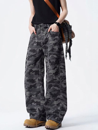 Men Wide Leg Mid-Rise Jeans