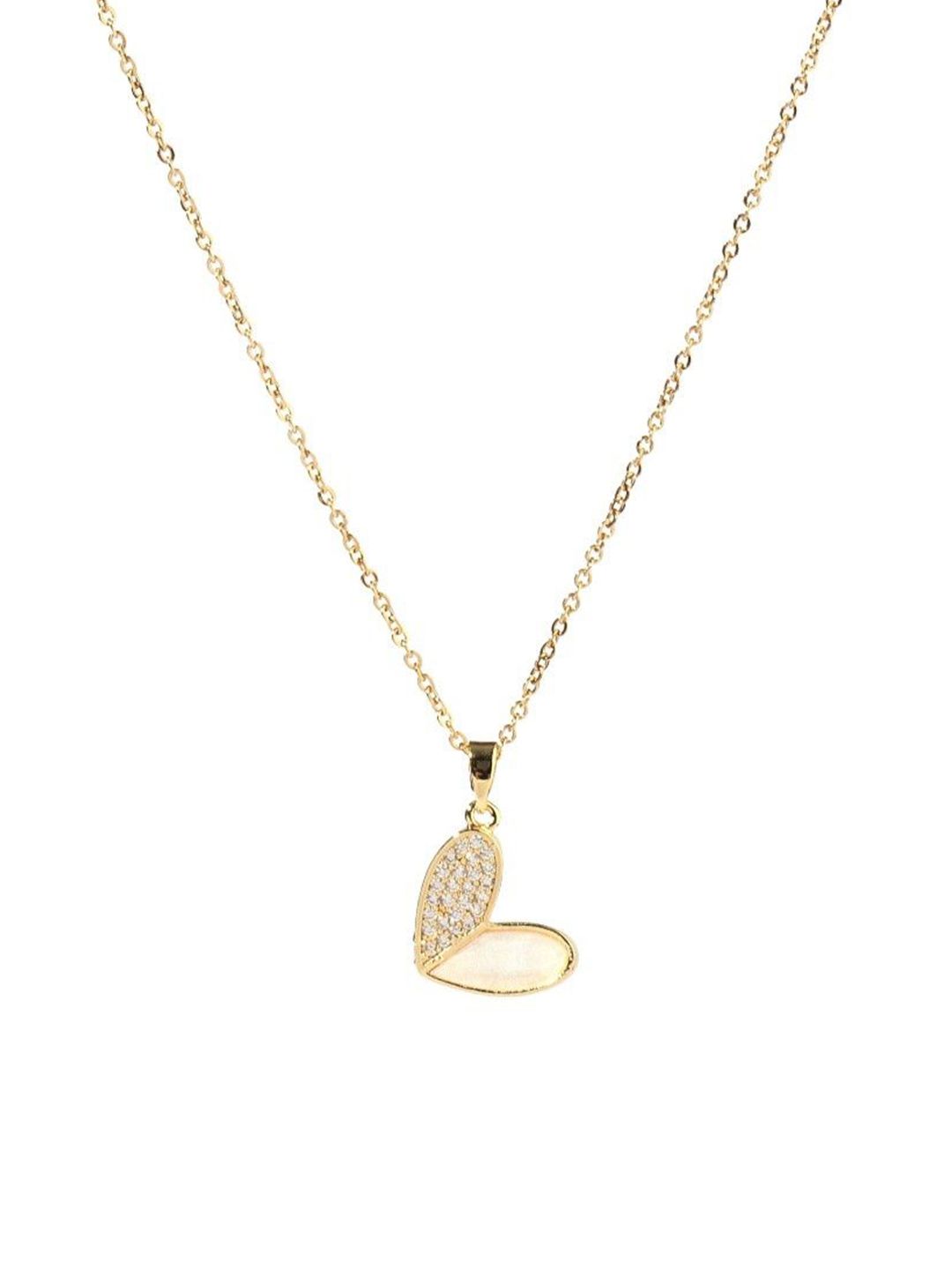 SALTY Haley Studded Stainless Steel Heart Shaped Pendant with Chain