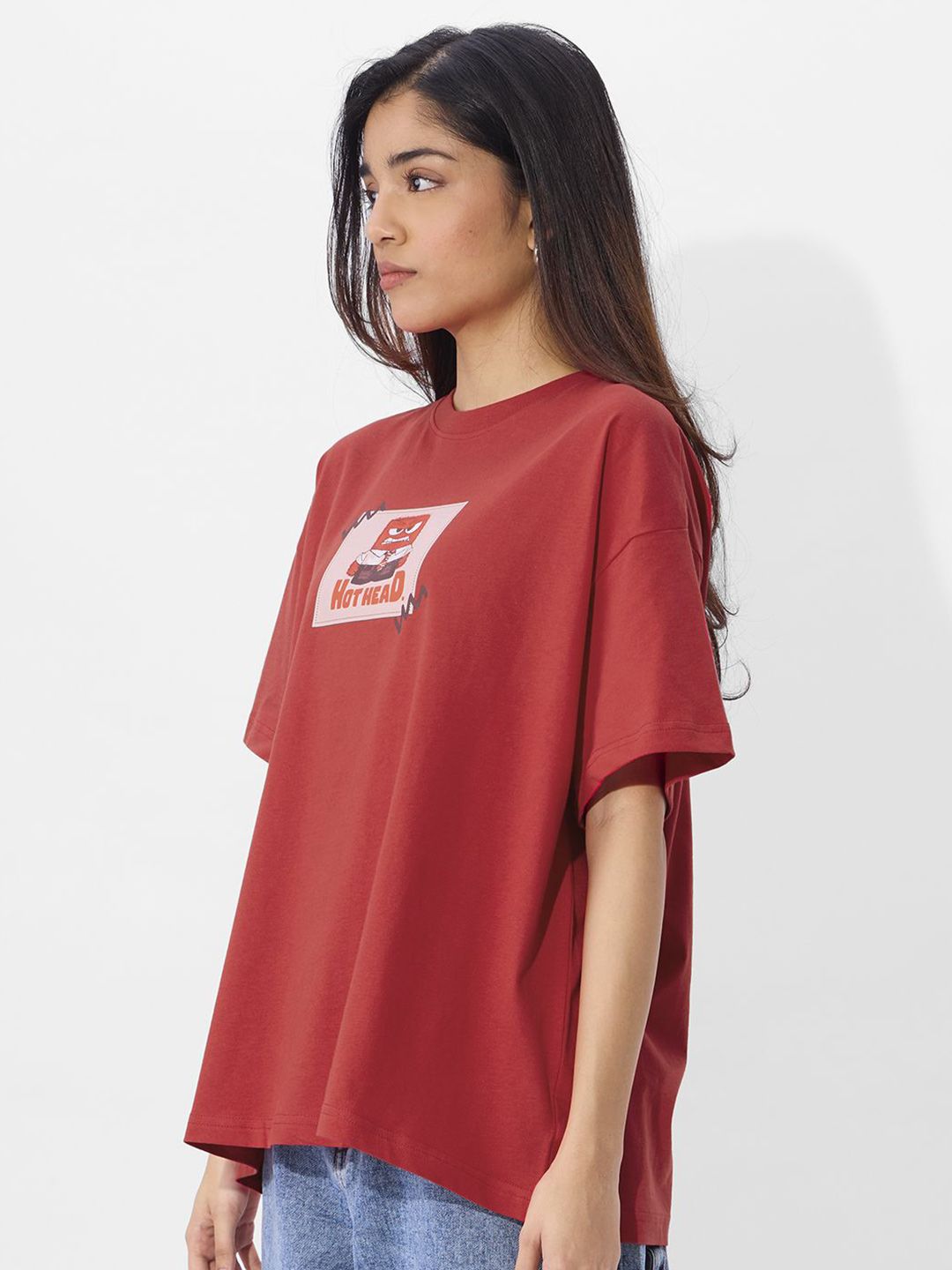 Women Oversized Inside Out Red Tshirts