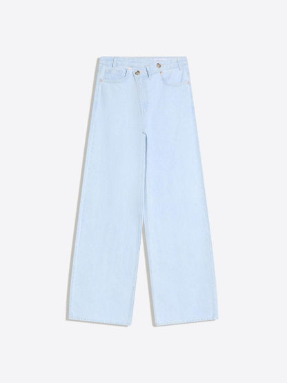 High-waist Wide-Leg Crossover Jeans