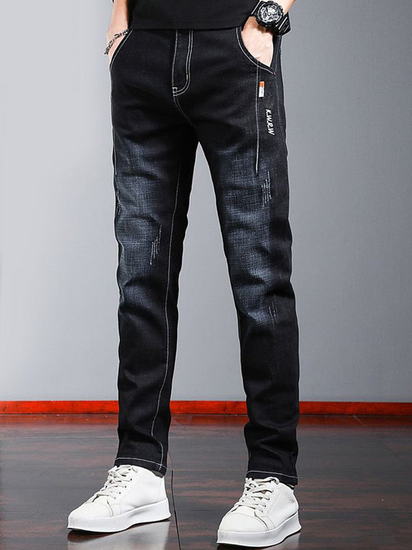 Men Slim Fit Mid-Rise Heavy Fade Stretchable Jeans