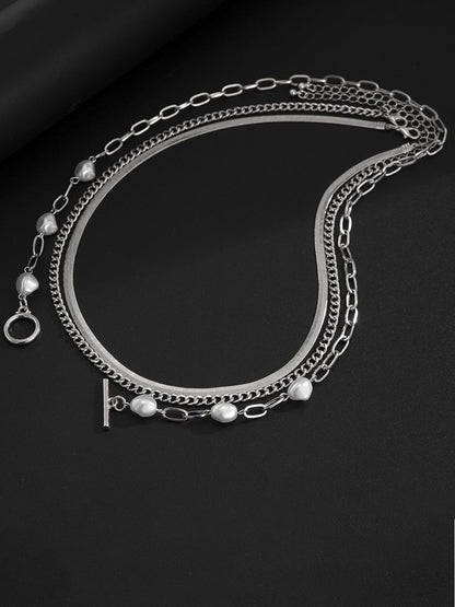 Silver-Plated Artificial Stones Beaded Necklace