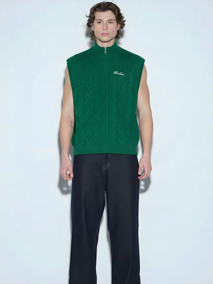 Alpine Moss Cable Knit Vest