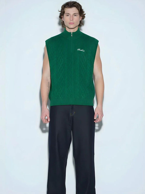 Alpine Moss Cable Knit Vest